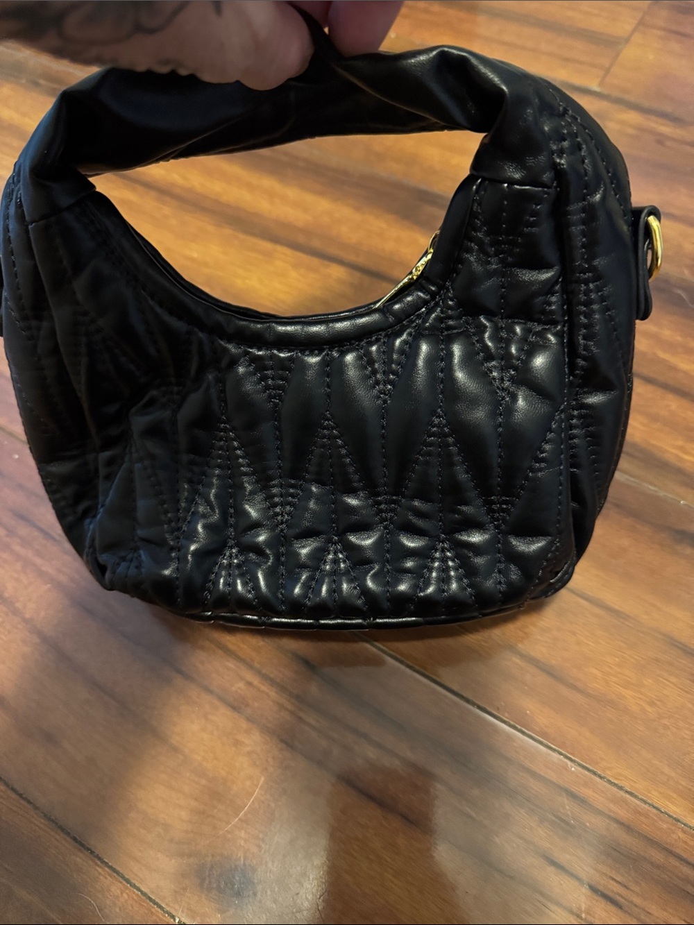 Miu Miu copy Black Quilted Mini Top-Handle Bag with Gold Logo - Picture 2 of 4